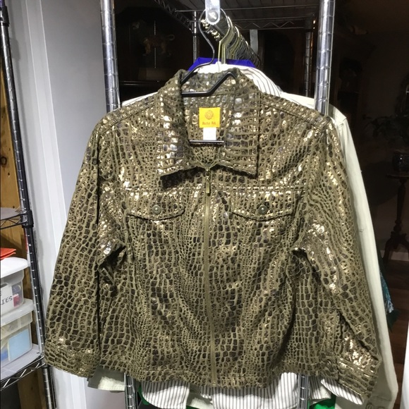 Ruby Rd Zip Up Brown & Gold Blazer - Picture 14 of 16